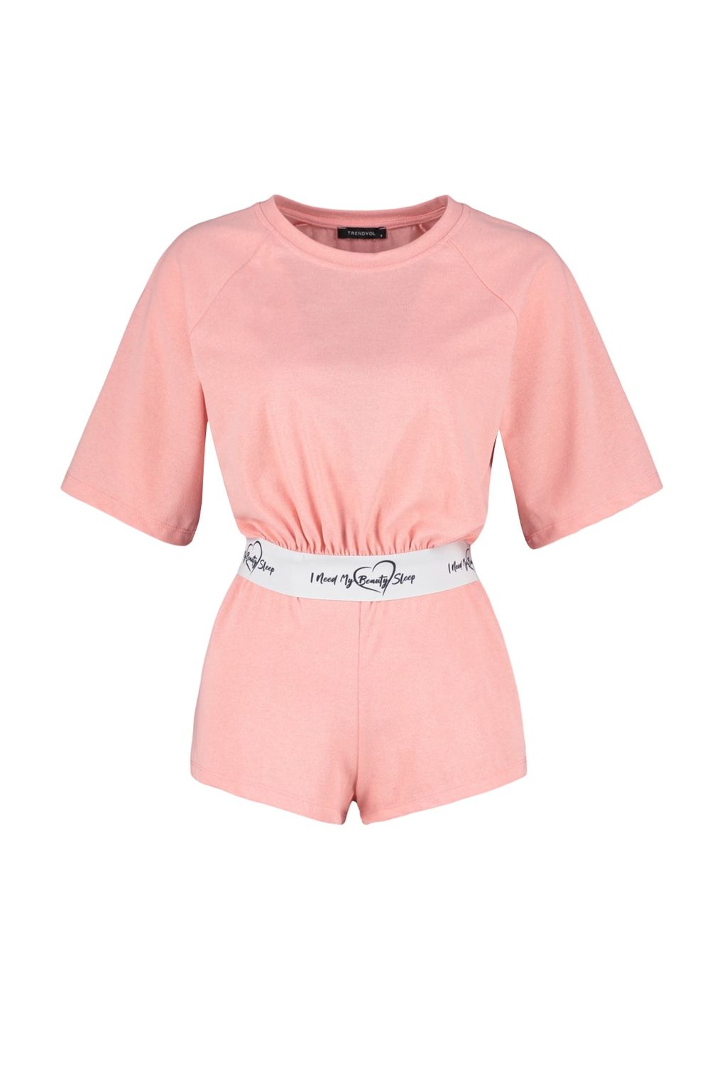 Trendyolmilla Ac?k Pembe Pamuklu Slogan Lastik Detayl? Sortlu Orme Pijama Tak?m? THMSS23PT00154  фото 8