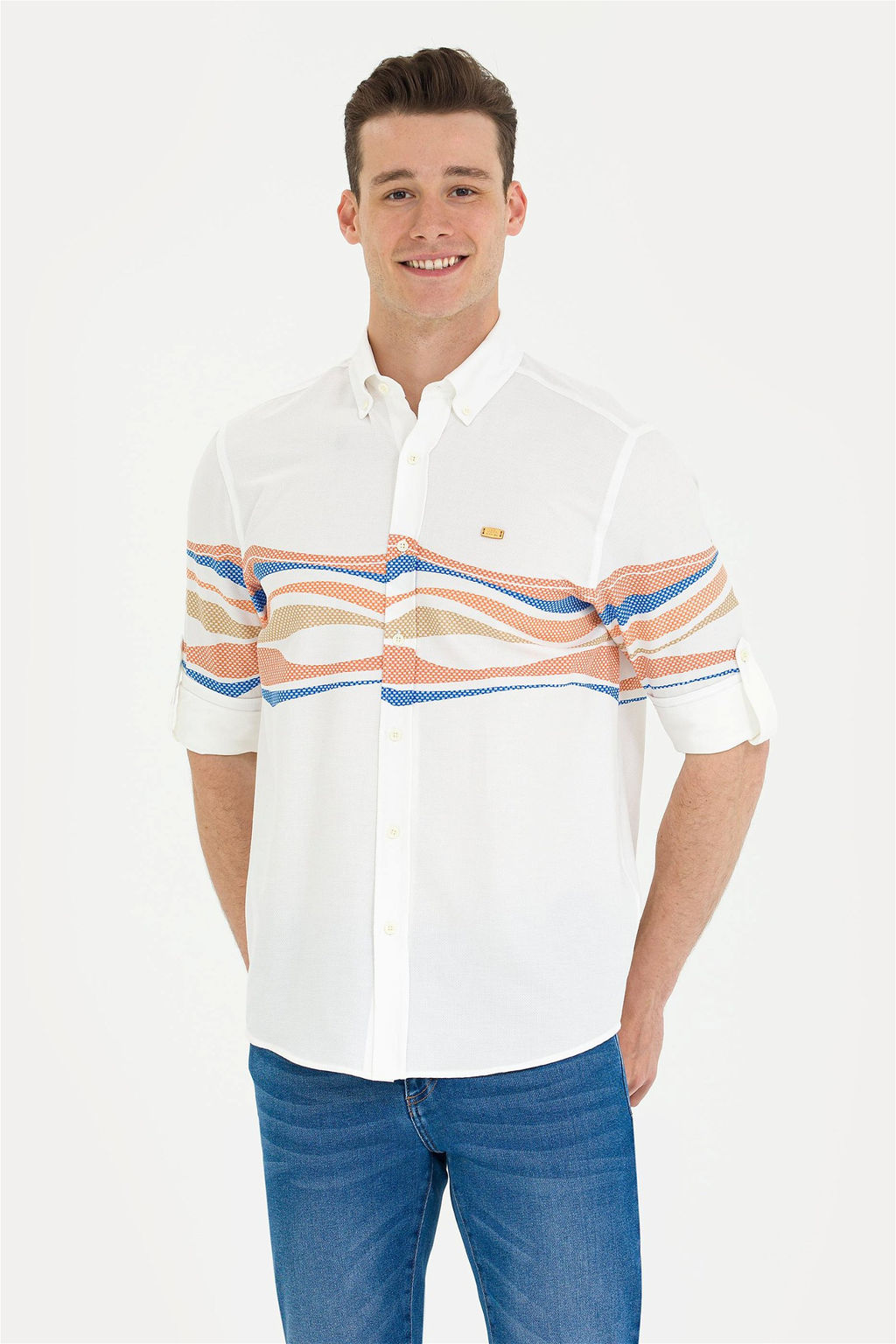 Мужская белая рубашка с длинным рукавом - U.s. polo assn фото 3