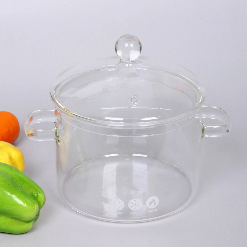 Кастрюля из боросиликатного стекла 1,9л "Хай-Тек" со стеклянными ручками