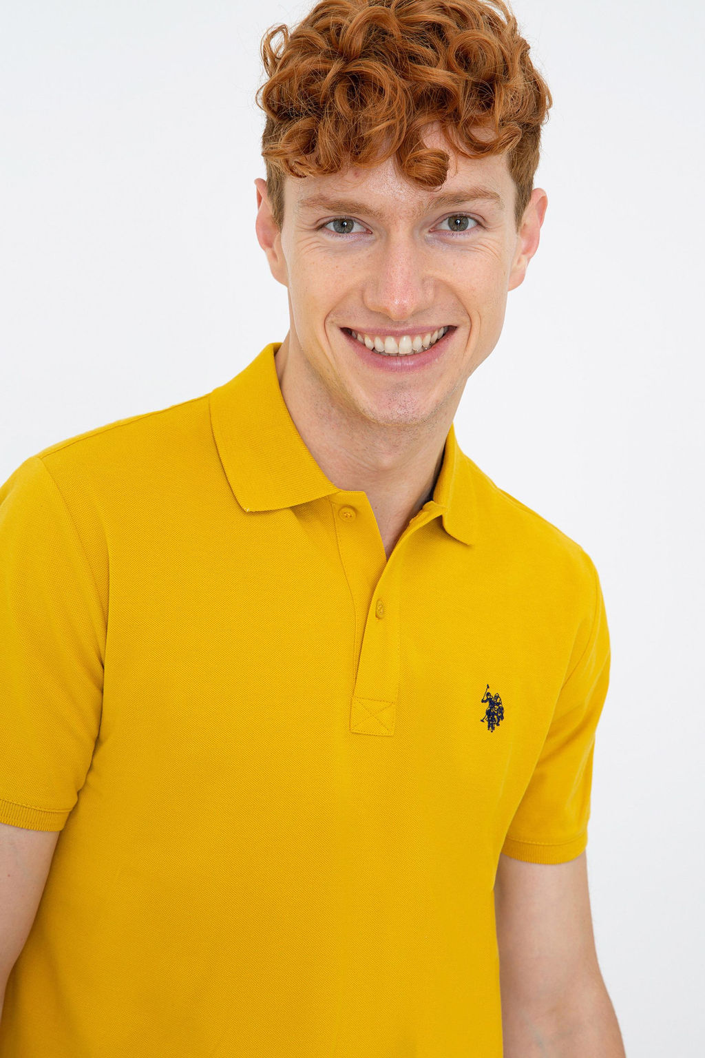 Мужская темно-желтая базовая футболка с воротником поло Неожиданная скидка в корзине - U.s. polo assn фото 7