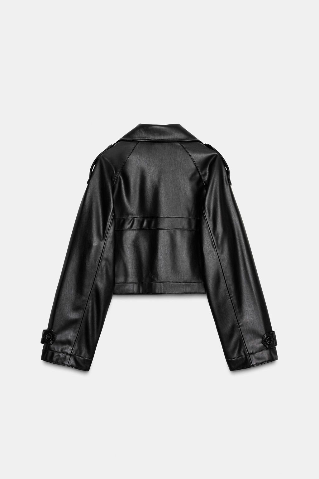 FAUX LEATHER SHORT TRENCH COAT