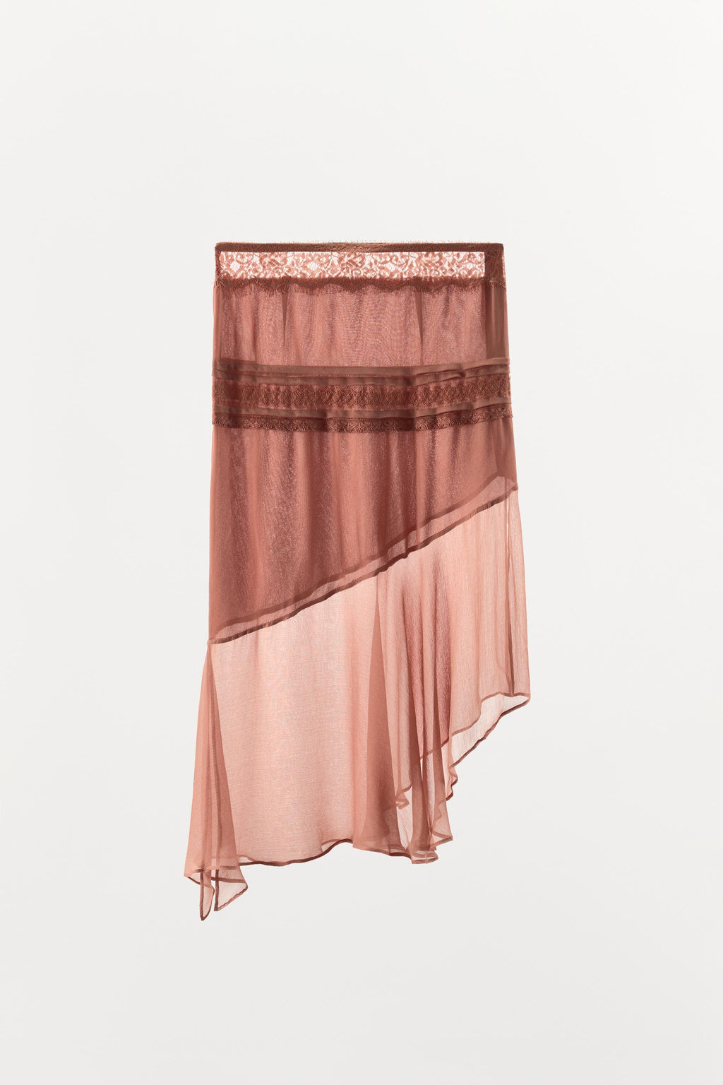 FALDA GEORGETTE ENCAJE PUNTILLA / Rosado - Zara фото 5