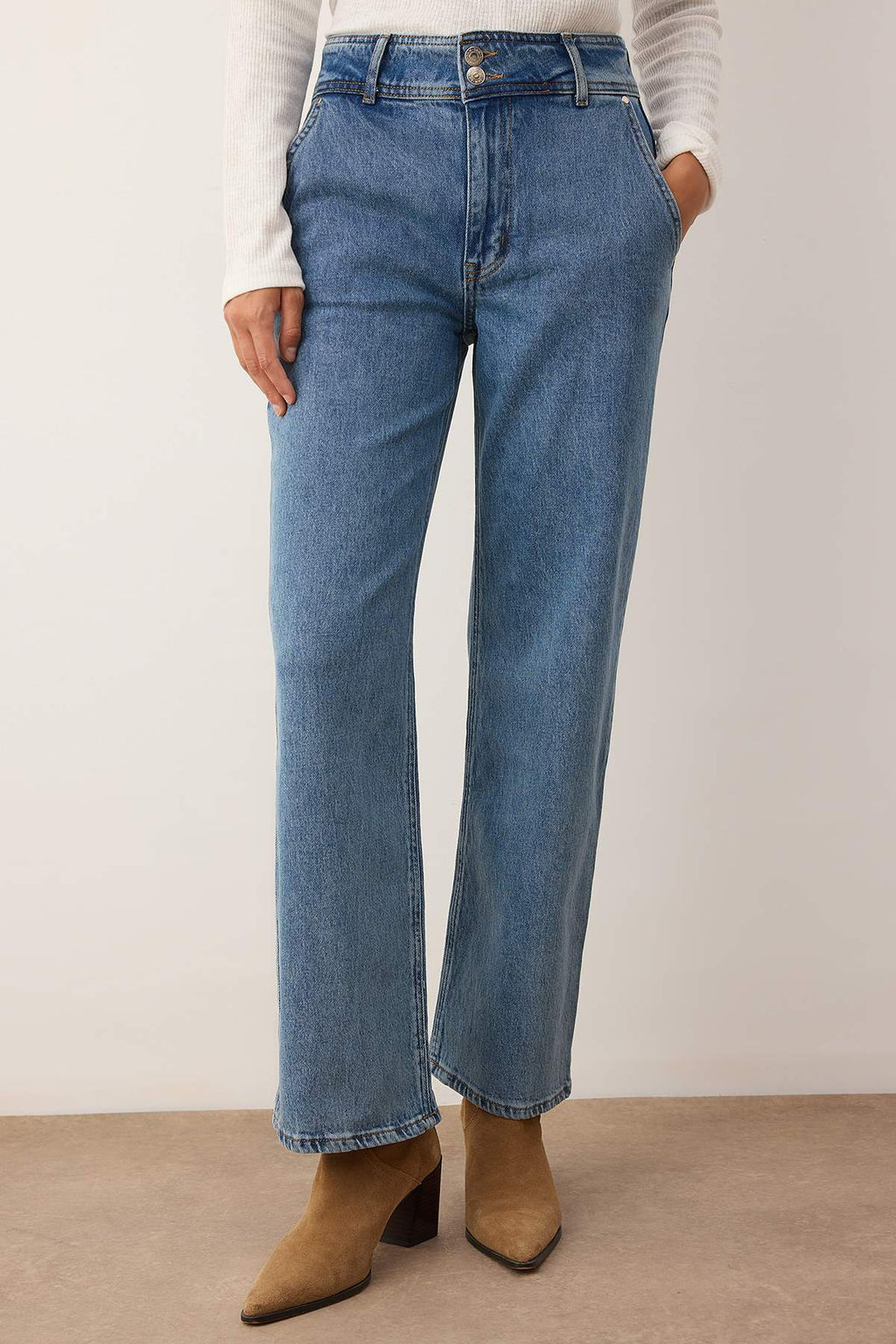 Mavi Bel Detayl? Yuksek Bel Comfort Straight Jeans TWOAW26JE00149 - Trendyolmilla фото 3