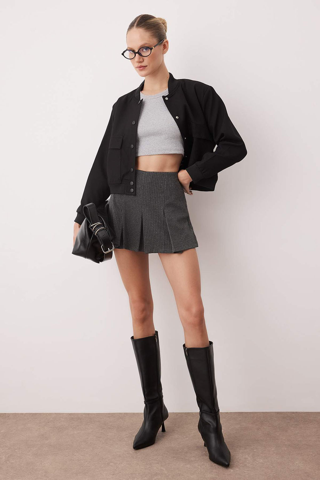 Antrasit Volanl? Mini Orme Sort Etek TWOAW26ET00104 - Trendyolmilla фото 2