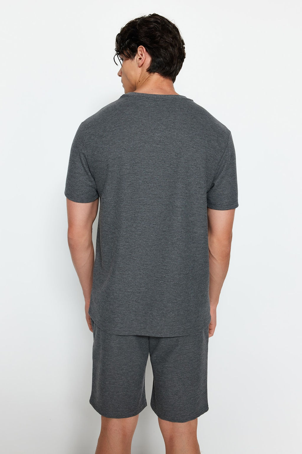 TRENDYOL MAN Mavi Regular Fit Waffle Sortlu Pijama Tak?m? TMNSS23PT00032 - Trendyolmilla фото 29