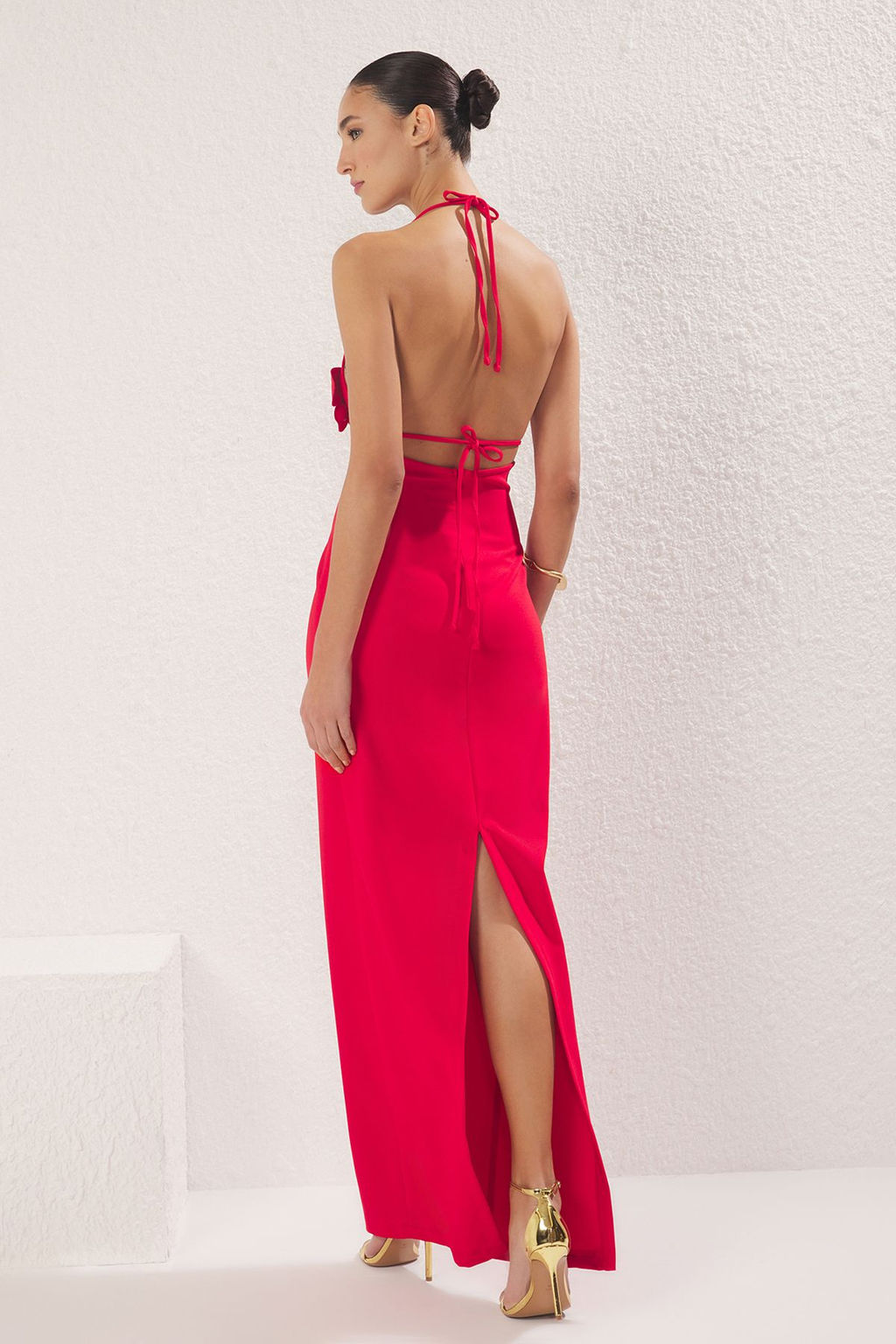 TRENDYOLMILLA K?rm?z? Gul Detayl? Dokuma Uzun S?k Abiye & Mezuniyet Elbise TPRSS25AE00135 фото 4