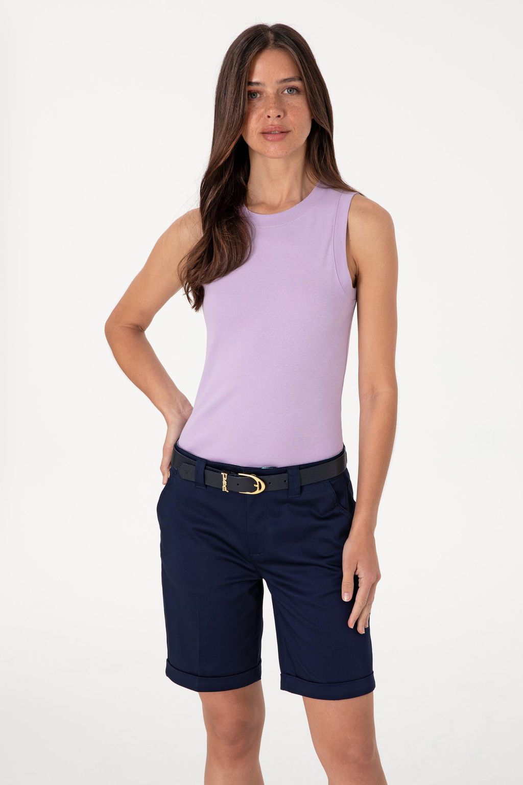 Kad_n Lila Kolsuz Bisiklet Yaka Basic Ti__rt Sepette S_rpriz _ndirim - U.s. polo assn фото 3