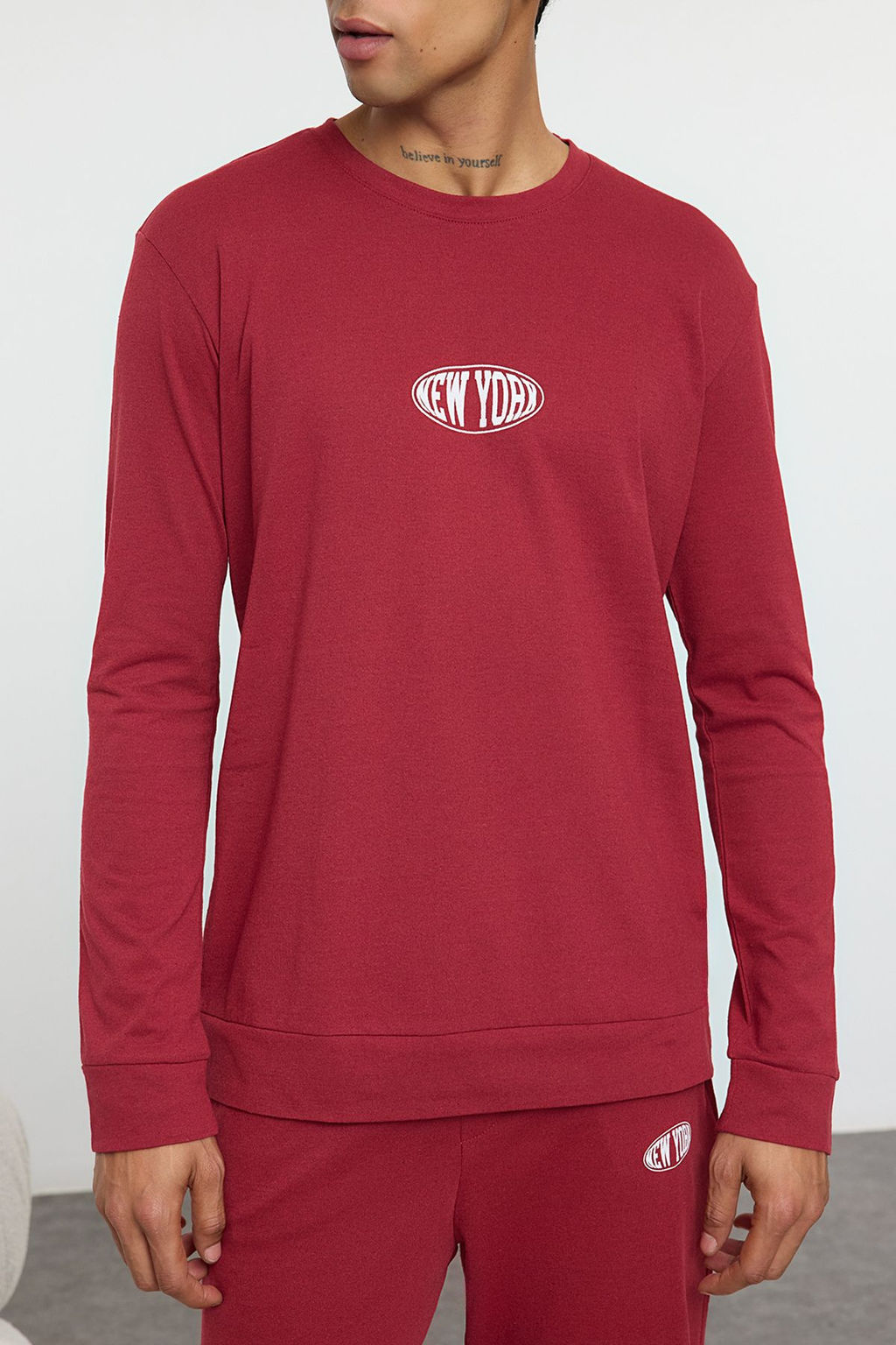 TRENDYOL MAN Erkek Lacivert Regular Fit Bask?l? Orme Pijama Tak?m? TMNAW25PT00002 - Trendyolmilla фото 3