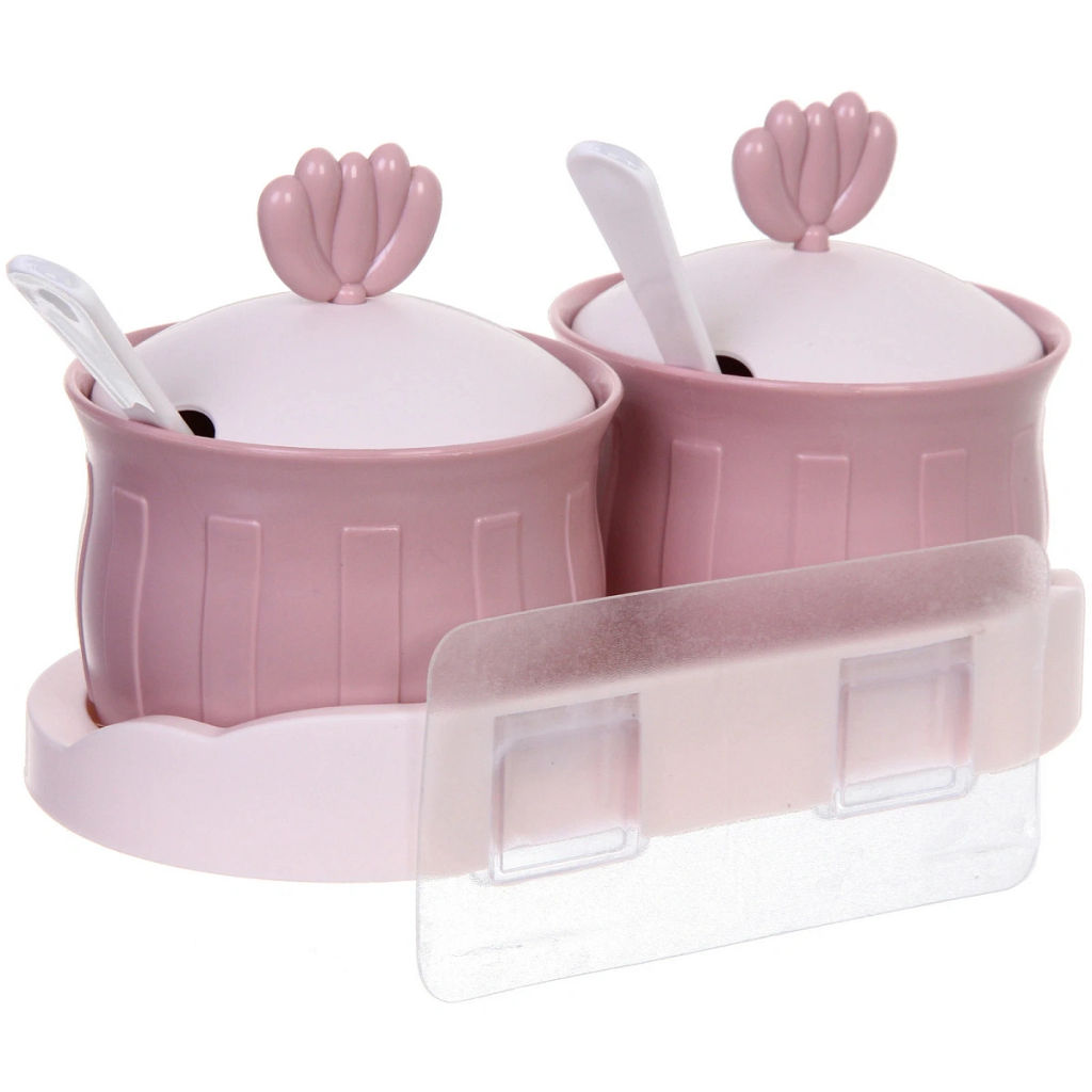 Набор банок для специй SEGRETO" 2шт с ложками 20*10*12см пыльная роза