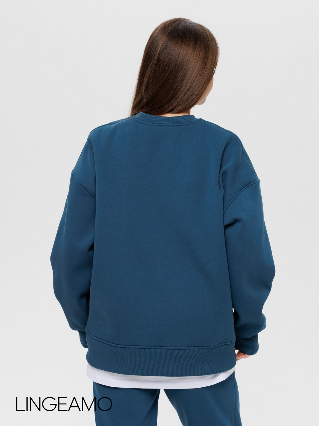 Женский свитшот оверсайз из футера с начесом Lingeamo темно-бирюзовый ВК-23 (23)  фото 11
