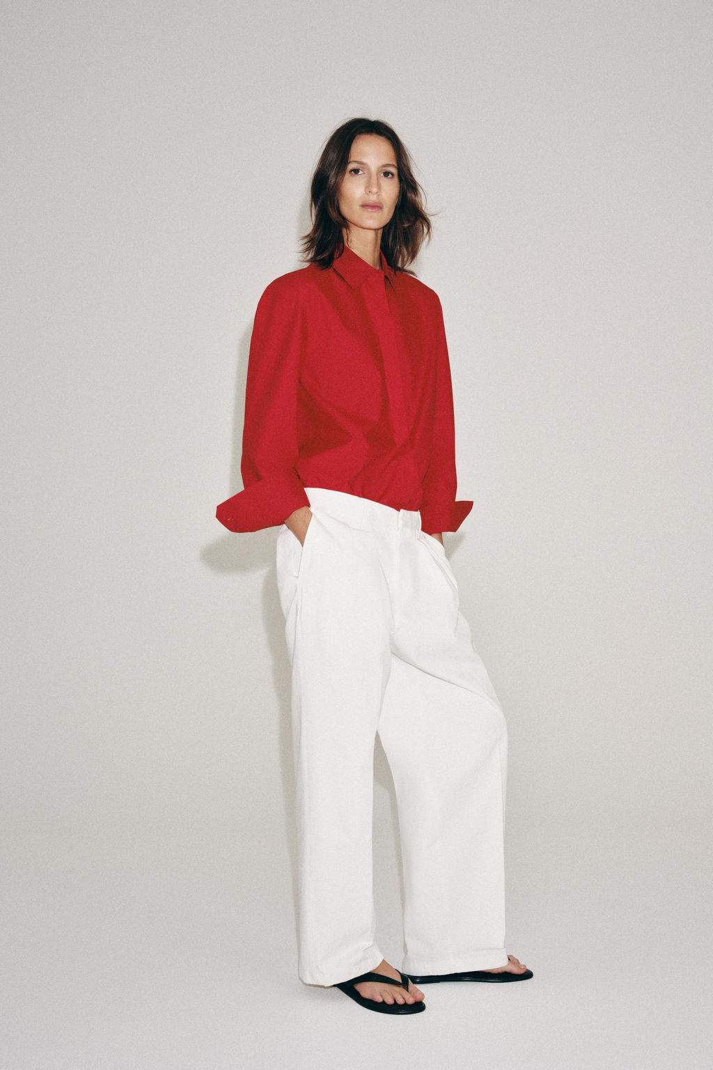CAMISA POPEL?N ZW COLLECTION / Rojo - Zara фото 8