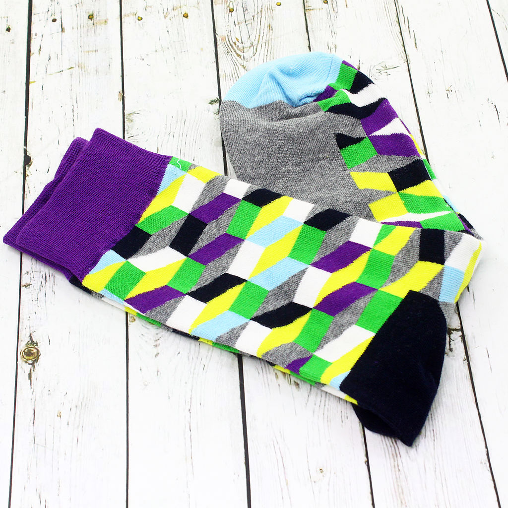 Носки р.40-45 Bricks 3D Фиолетово серые - Krumpy фото 4