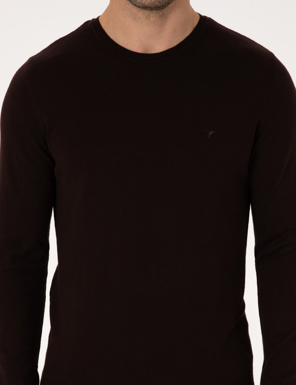 Kahverengi Regular Fit Y_n Kar___ml_ Fermuarl_ Polo Yaka Basic Triko Kazak - Cacharel фото 6