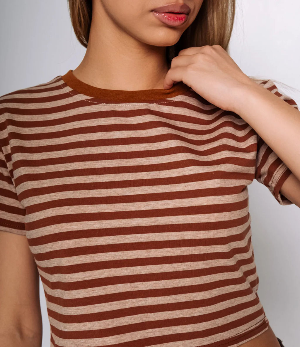 Футболка #КТ816 (5), терракотовый,бежевый