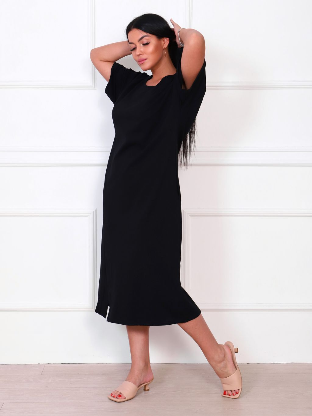 Платье женское кулирка с лайкрой "СТЕЛЛА" ЧЕРНЫЙ