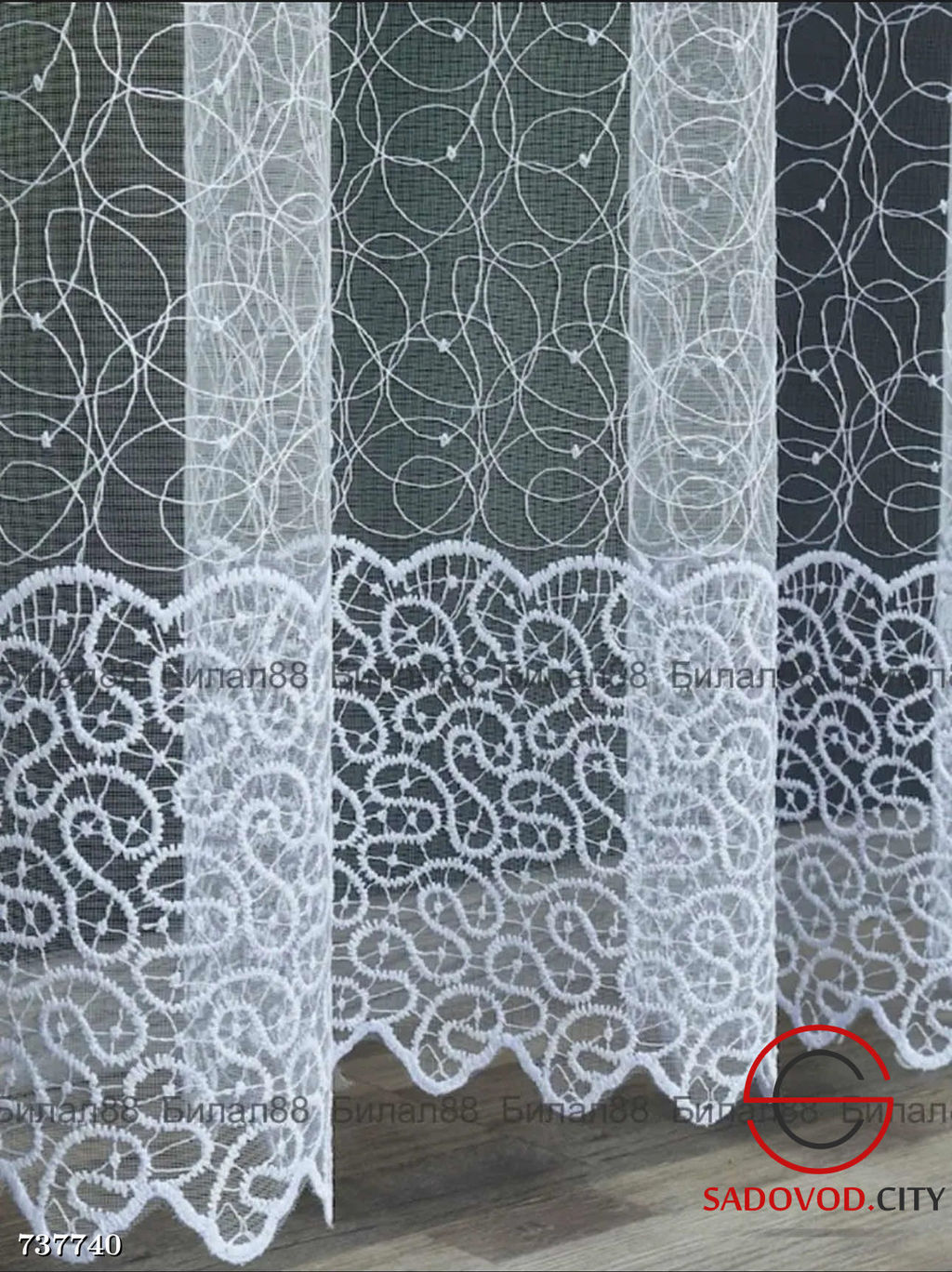 Тюль на шторной ленте с рисунком