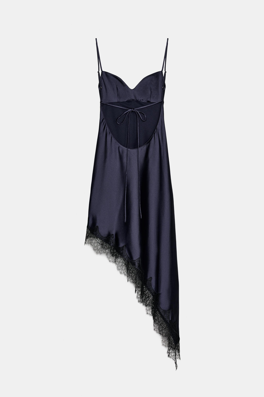 ASYMMETRIC SATIN LACE DRESS - Zara фото 6