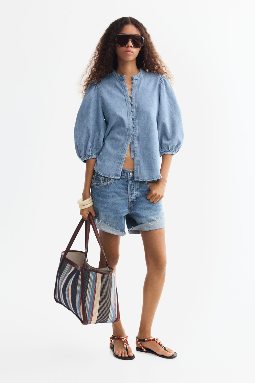 Blusa denim con manga puffy - H&m фото 2