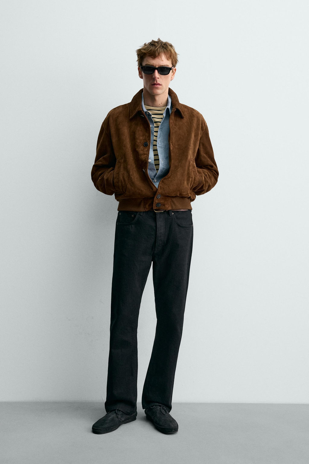 CROPPED FIT SUEDE LEATHER JACKET AARON LEVINE X ZARA фото 9