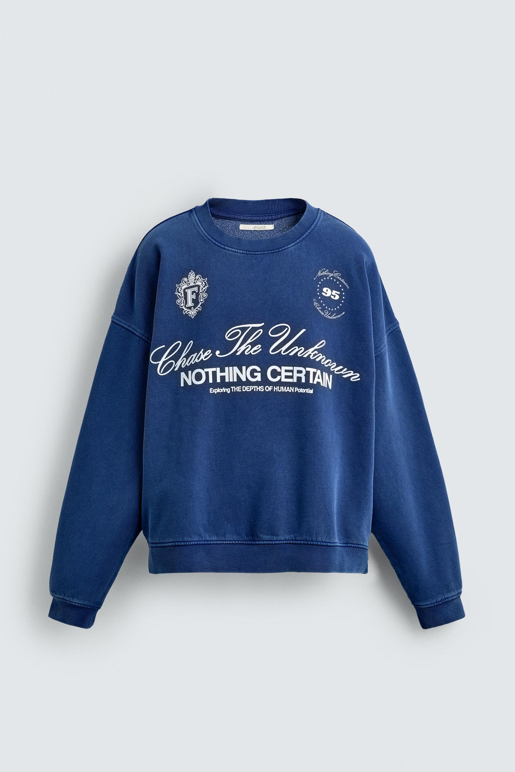 SUDADERA BOXY FIT TEXTOS ESTAMPADOS / Marino - Zara фото 7