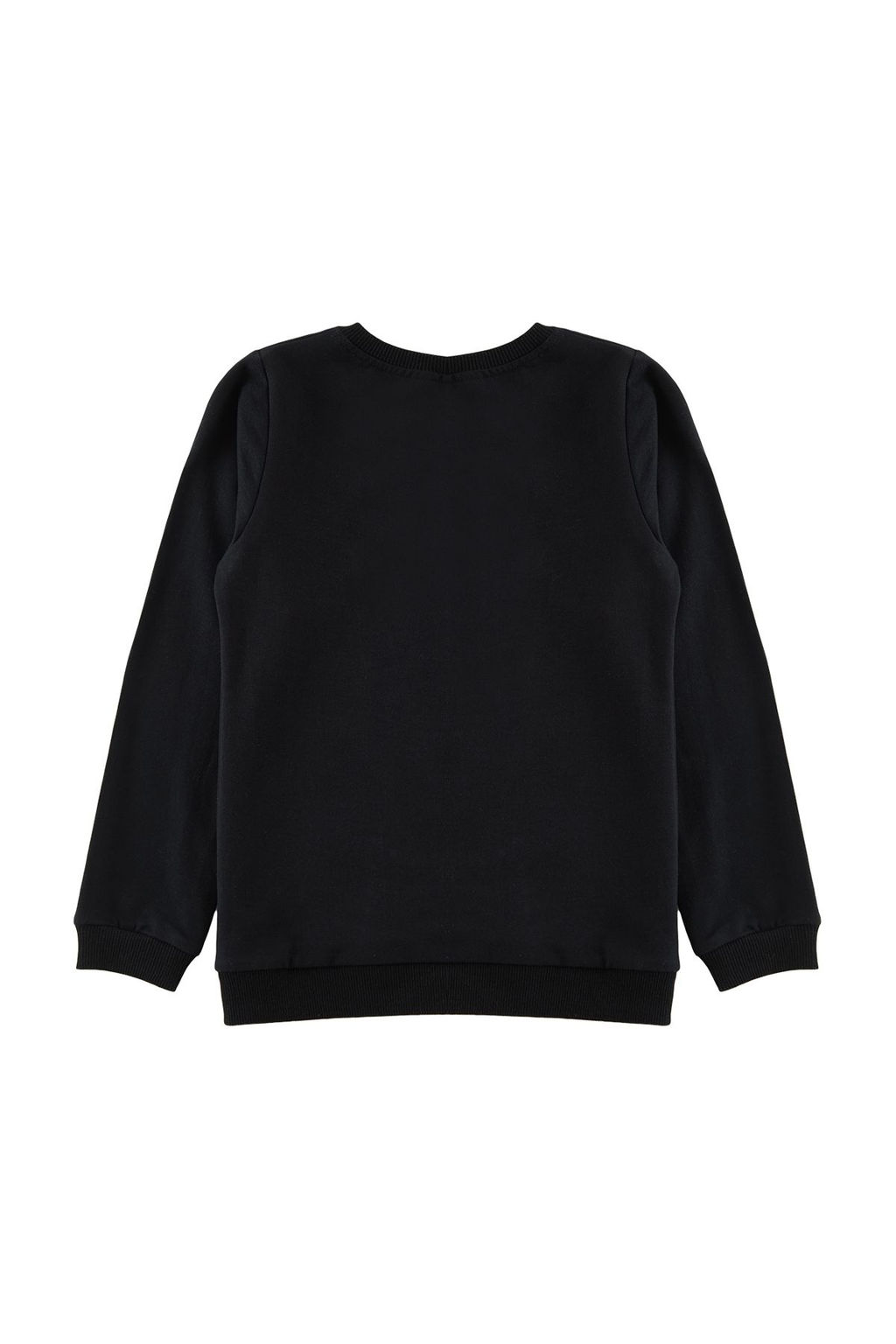Siyah K?z Cocuk Bask?l? Pamuklu Orme Sweatshirt TKDAW25SW00011