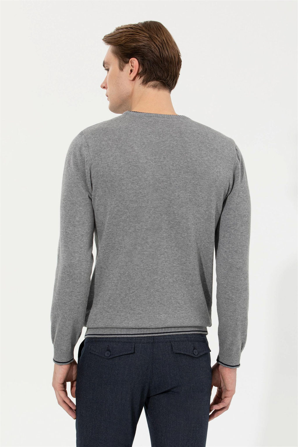 Мужской серый меланжевый трикотаж с круглым вырезом Неожиданная скидка в корзине - U.s. polo assn фото 5