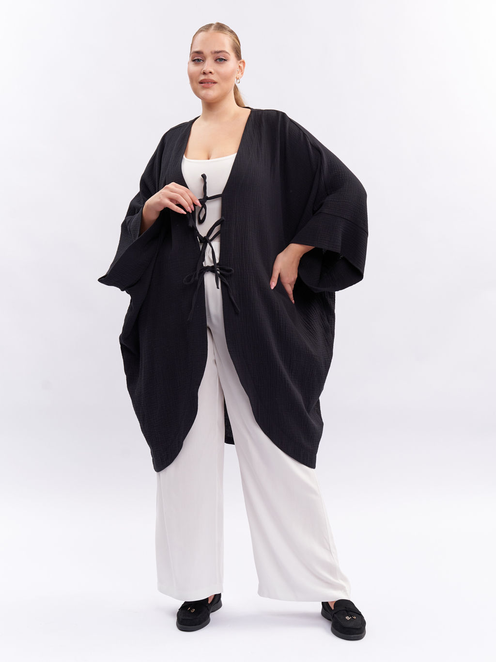 Кардиган из муслина KA01401BLK01