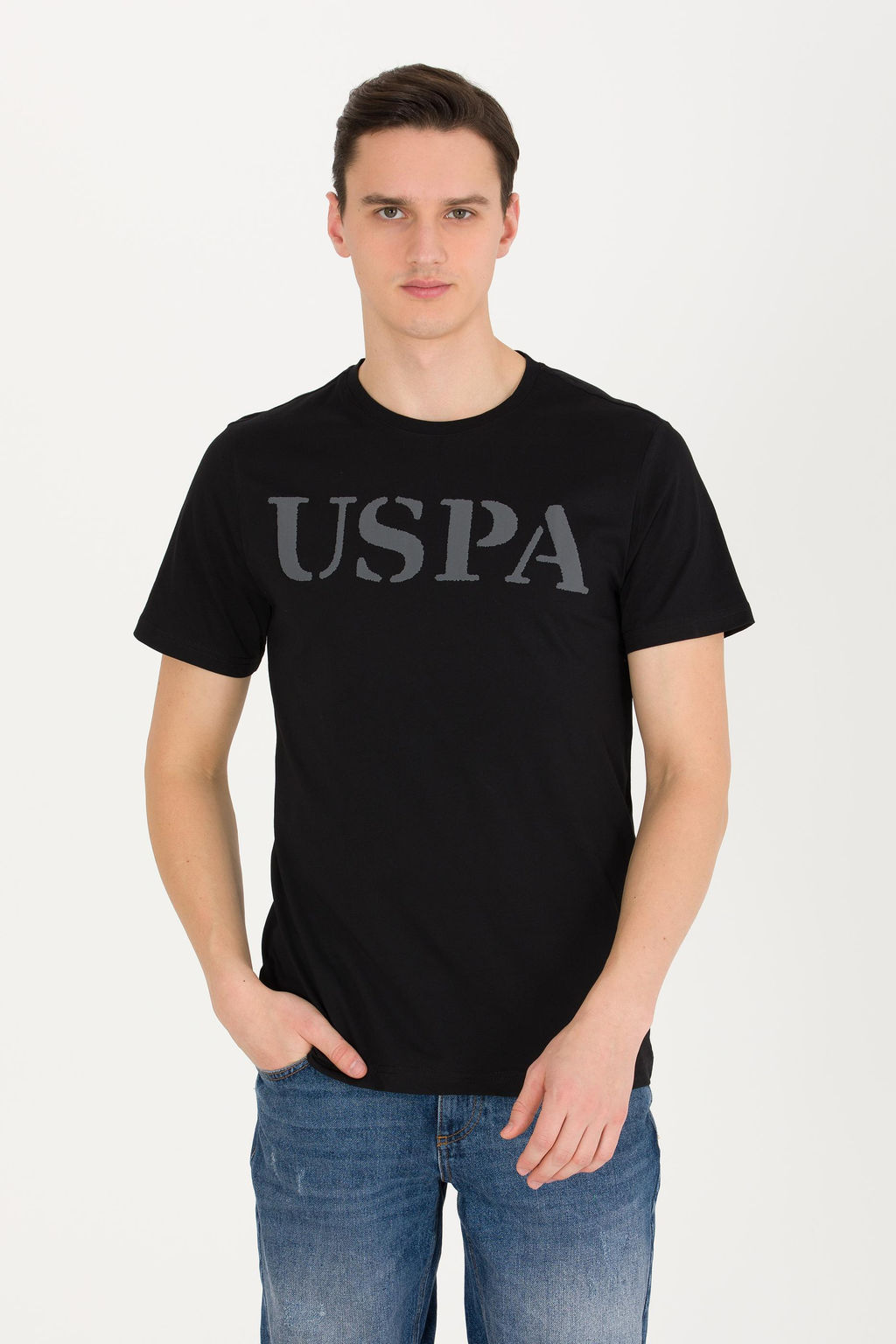 Мужская черная базовая футболка с круглым вырезом - U.s. polo assn фото 3