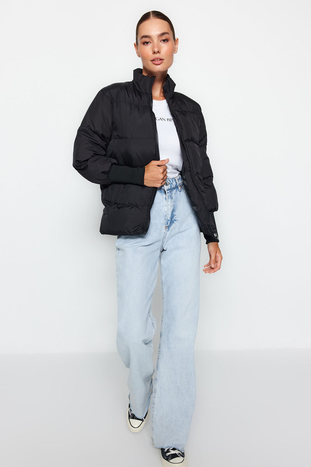 Siyah Ribana Kollu Su Itici Sisme Mont TWOAW22MO0002