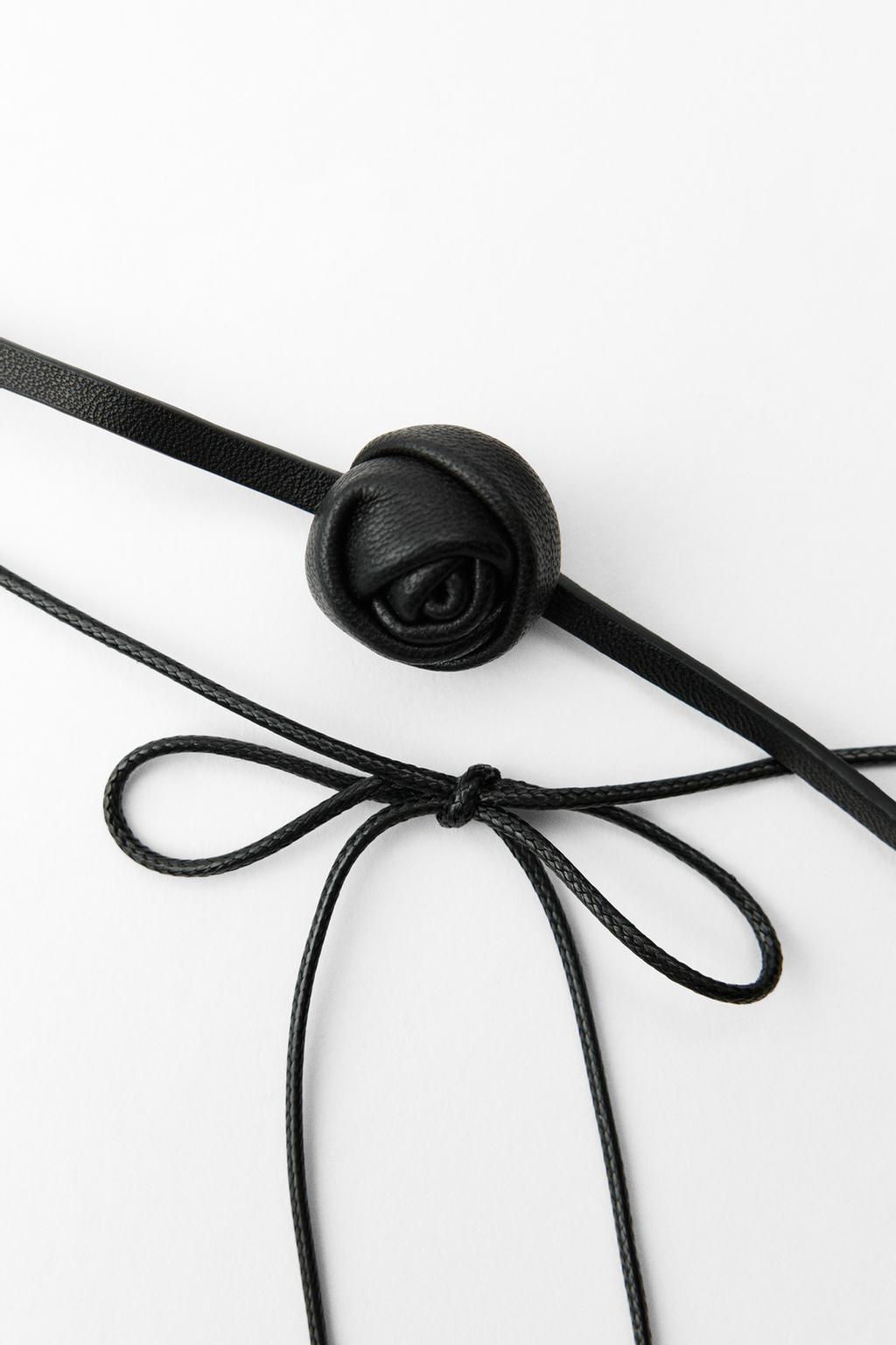 DOUBLE LEATHER FLOWER CHOKER - Zara фото 8