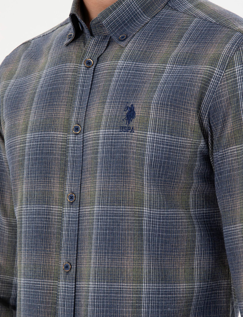 Мужская темно-зеленая рубашка с длинным рукавом - U.s. polo assn фото 7