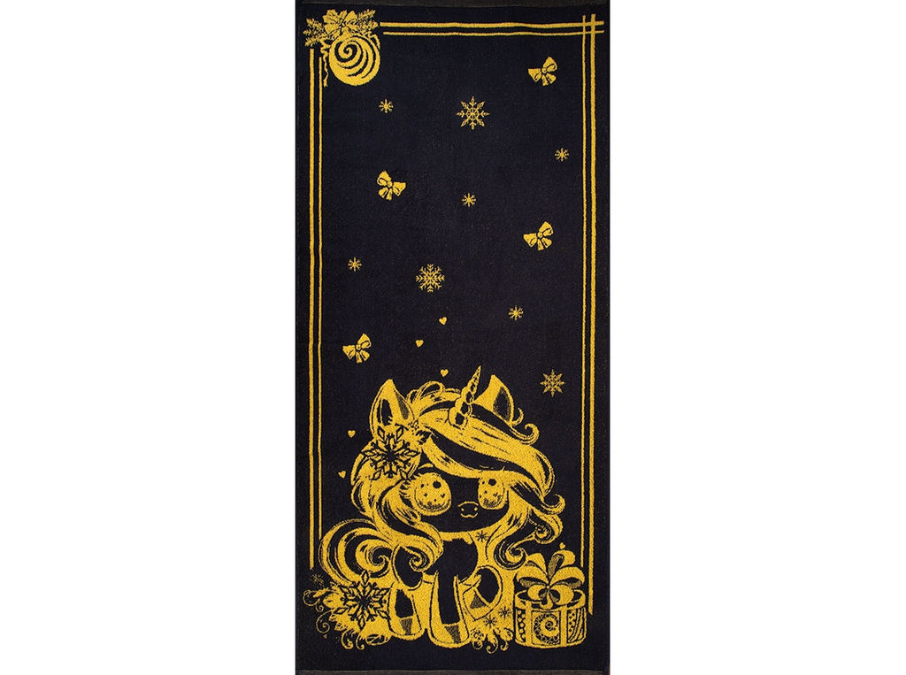 6с102.411ж1 Аниме-единорог(т.желтый) Полотенце махровое 67х150см