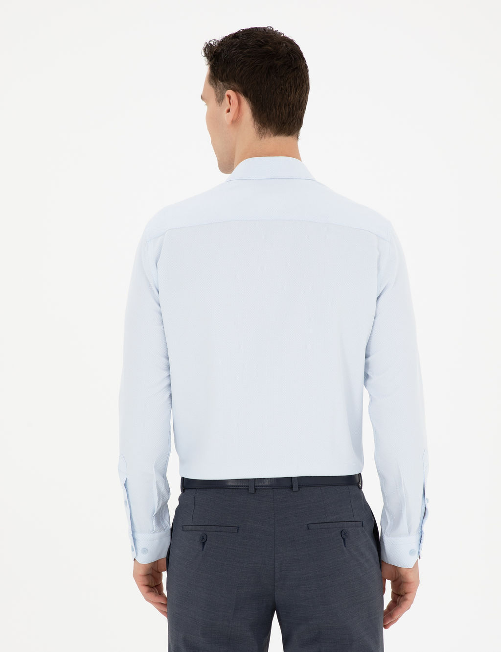 A__k Mavi Slim Fit Arm_rl_ Uzun Kollu G_mlek