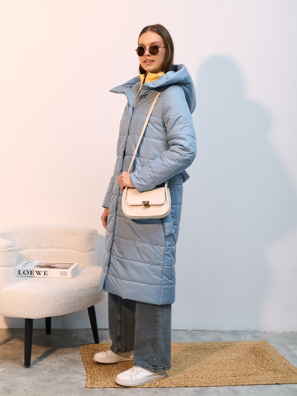 Пальто демисезонная "Анель" голубой