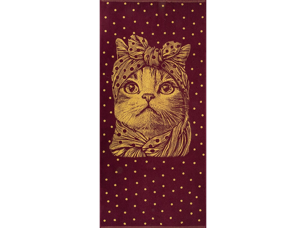 Полотенце махровое 6с102.411ж1 Кошка в горошек(кр.дерево1) 67х150см