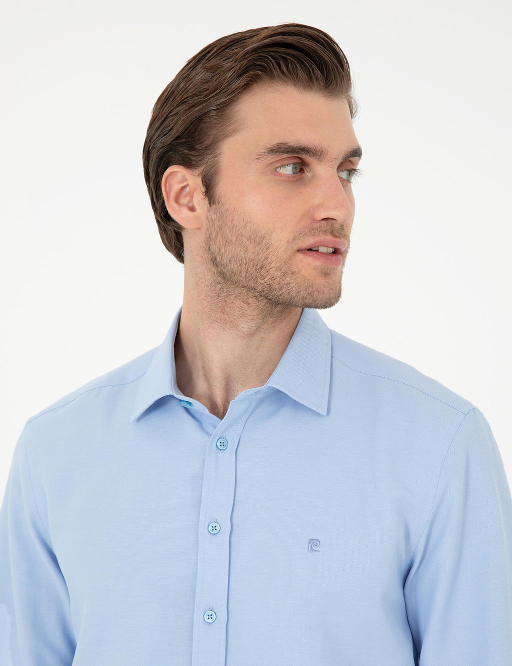 Koyu Mavi Oxford Slim Fit Uzun Kollu G_mlek