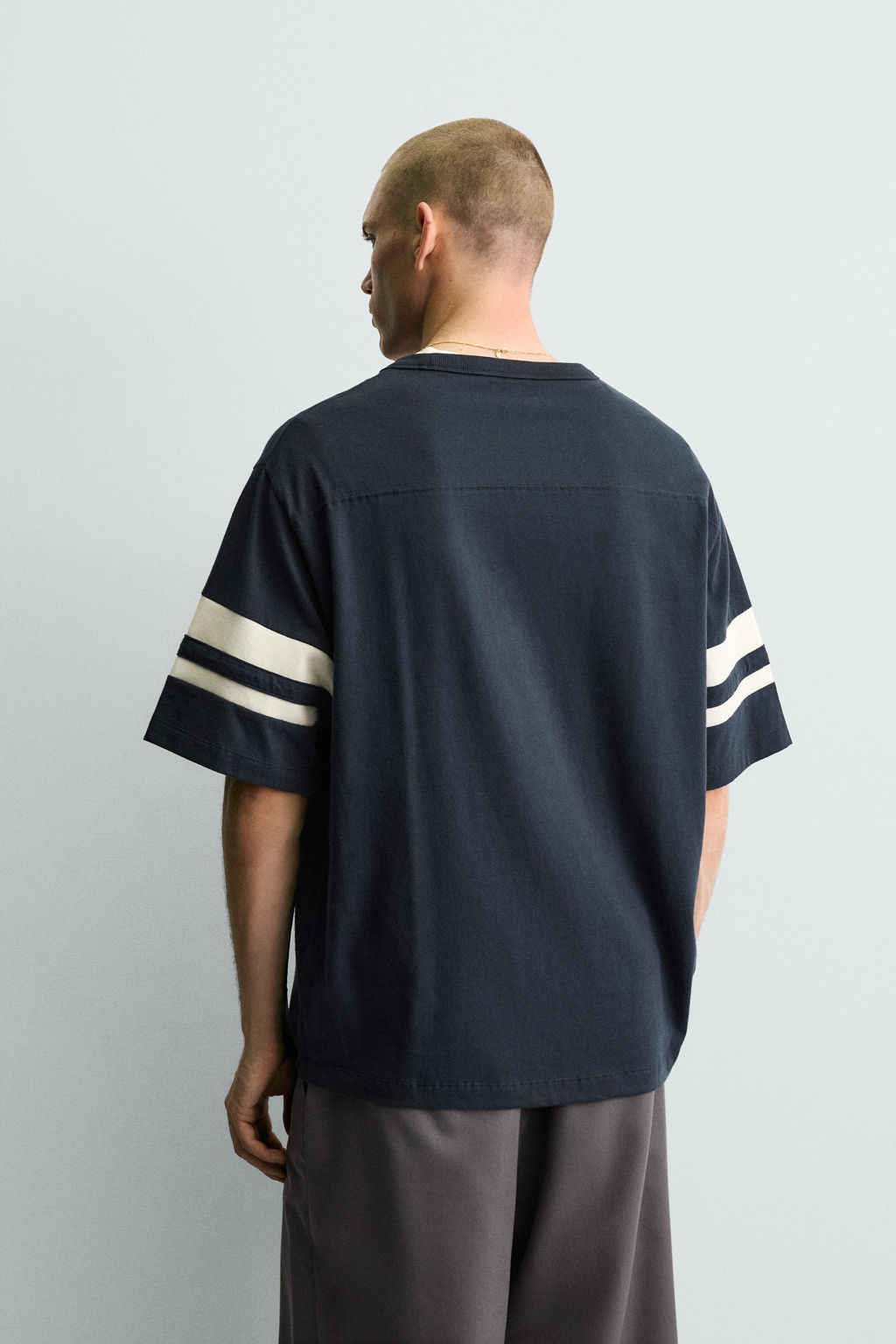 CAMISETA RELAXED FIT BANDAS / Marino - Zara фото 3