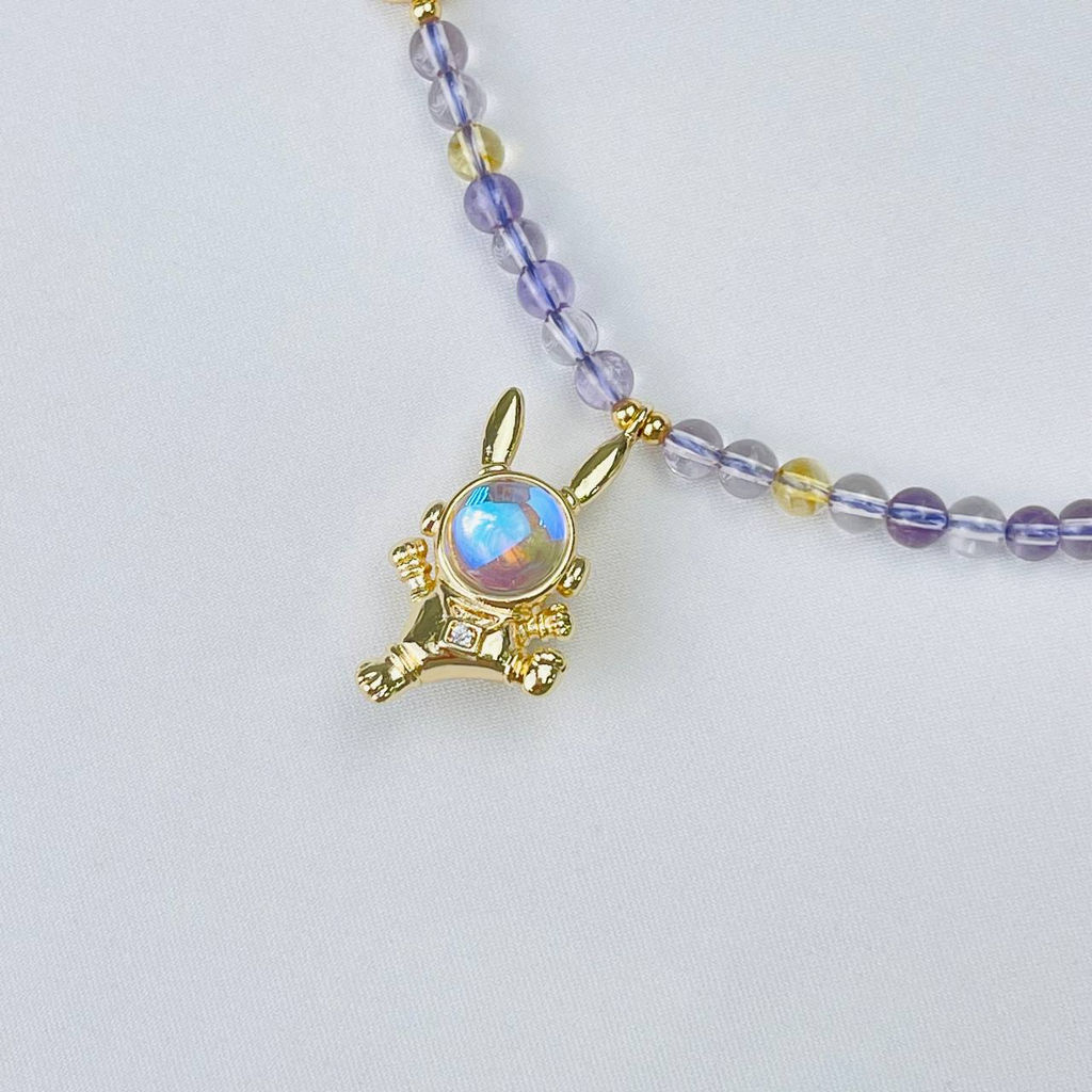 Бусы детские из Аметиста, Цитрина и Перламутра 35 см +