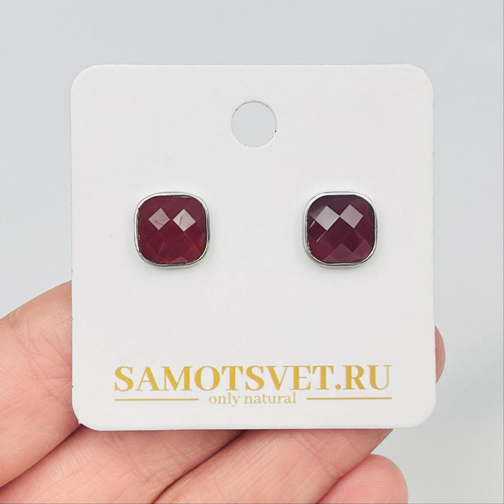 Серьги-пусеты из Сердолика - Радуга самоцветов фото 2