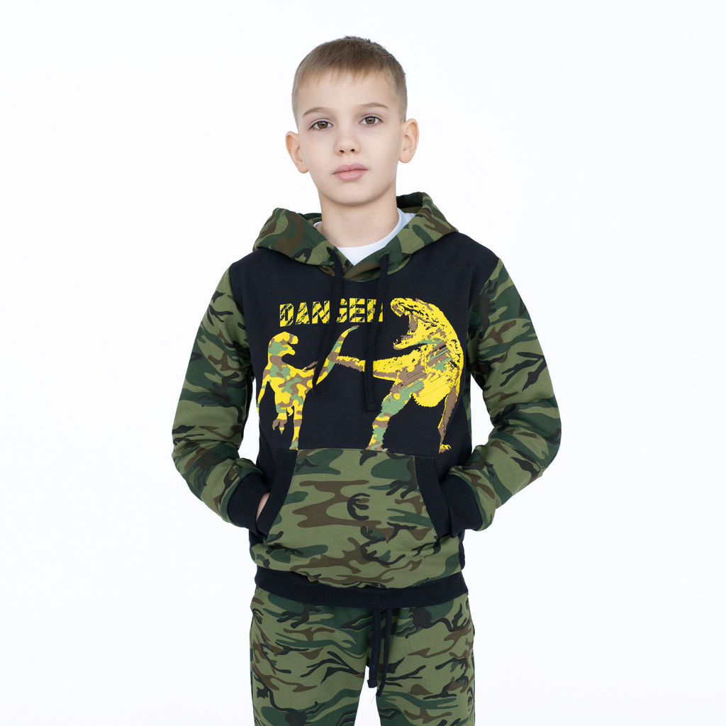 Костюм детский хаки/черный принт дино 747 (98, 56)