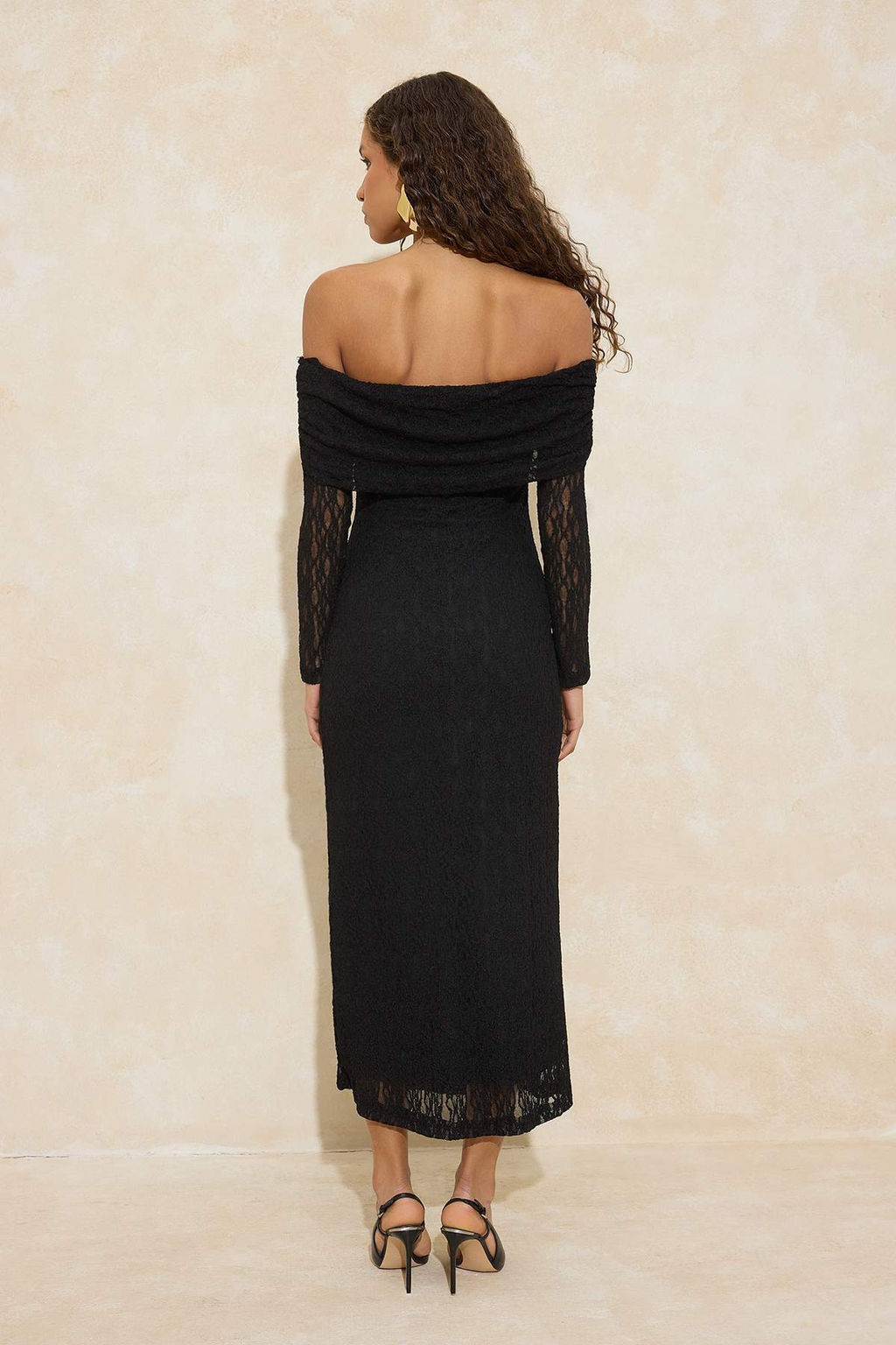 Siyah Dantel Astarl? S?k/Gece Maxi Elbise TPRAW26EL00164