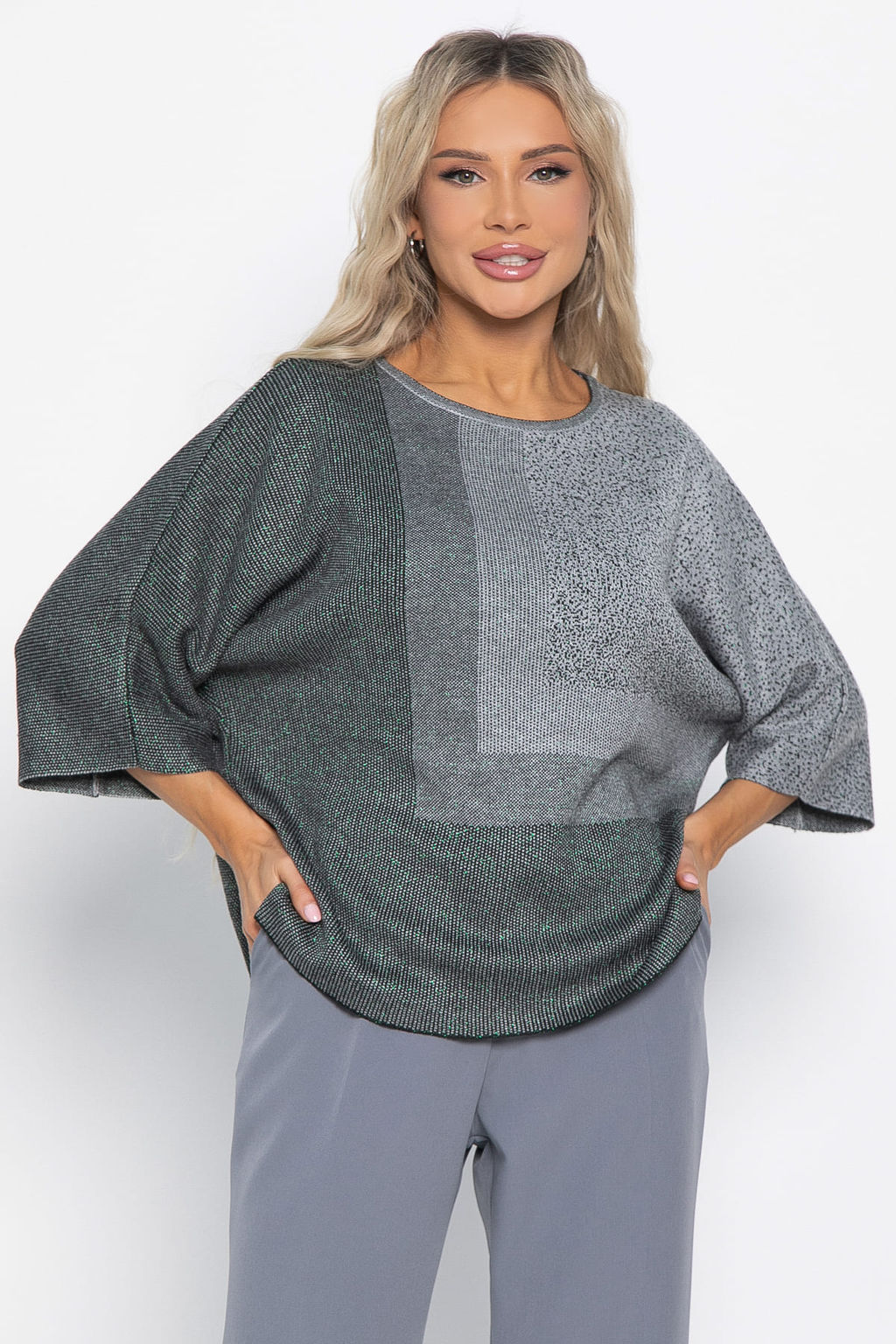 Джемпер Орлеан (серый/изумруд) Б14998-4М