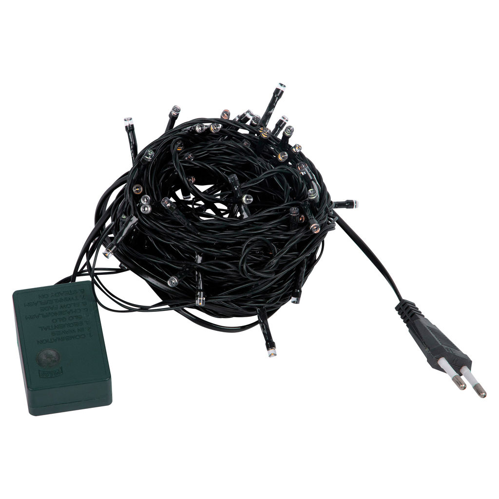 ULD-S1000-100/DGA MULTI-3 IP20 Гирлянда светодиодная, 10м. 100 светодиодов. Белый, желтый, зеленый, красный, розовый, синий свет. Провод зеленый. ТМ Uniel - Volpe фото 2