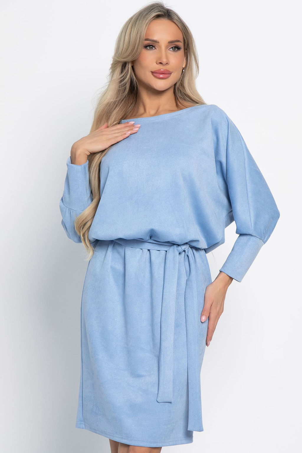 Платье Неслучайная встреча (пыльно-голубое) П15094-19М