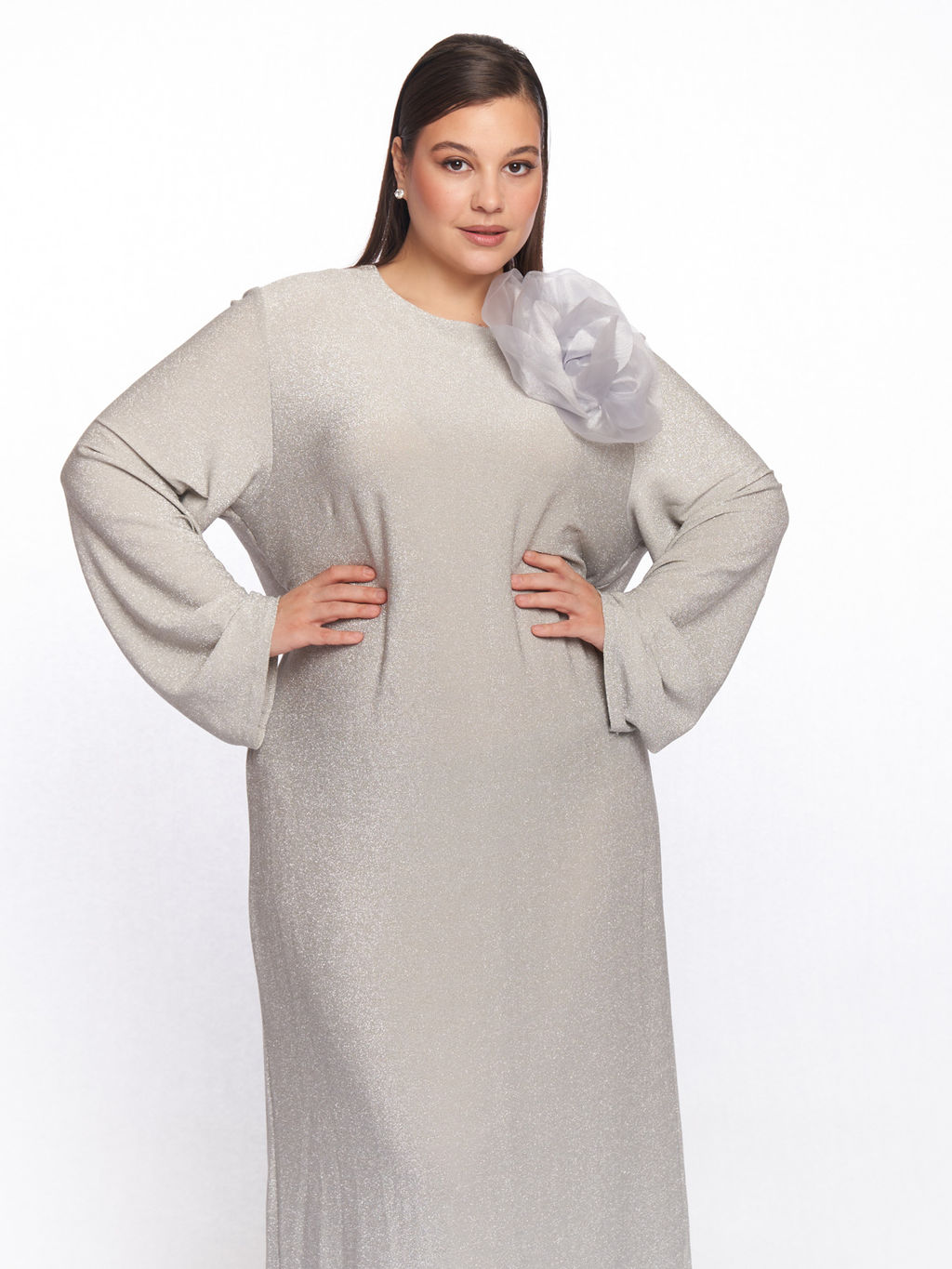 Серое платье с люрексом PP51727GRY24 - Артесса фото 2