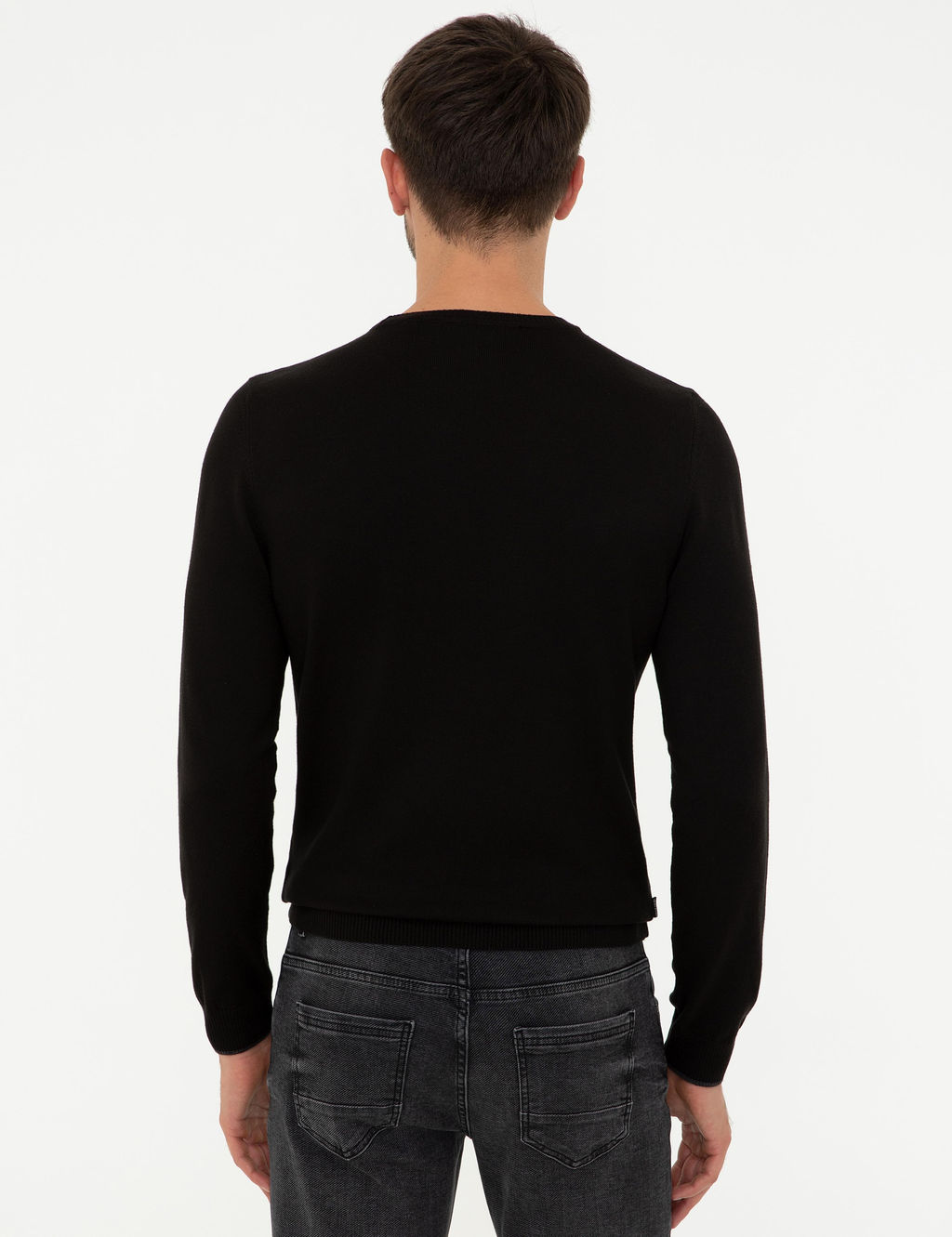 Siyah Slim Fit Bisiklet Yaka Basic Triko Kazak - Pierre cardin фото 4