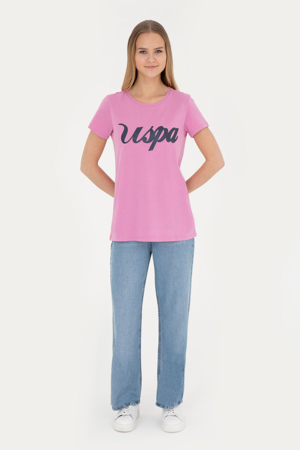 Женская фиолетовая футболка с круглым вырезом - U.s. polo assn фото 11