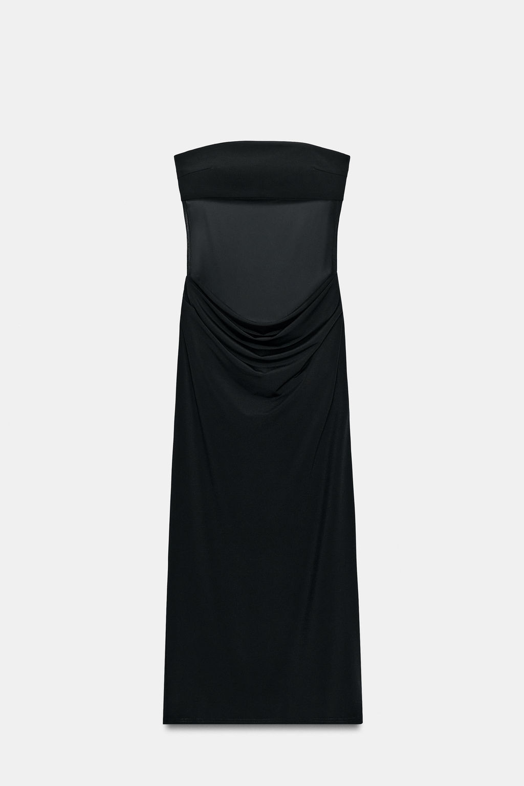 VESTIDO MIDI COMBINADO DRAPEADO / Negro - Zara фото 6