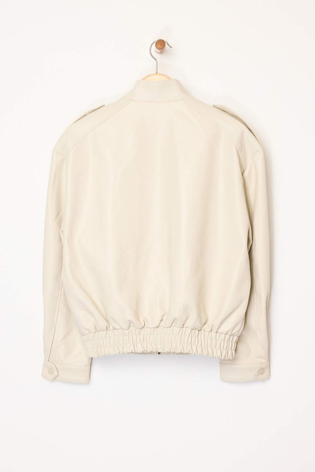 Ekru Oversize Kal?p Suni Deri Bomber Ince Ceket Mont TWOAW26MO00001 - Trendyolmilla фото 3