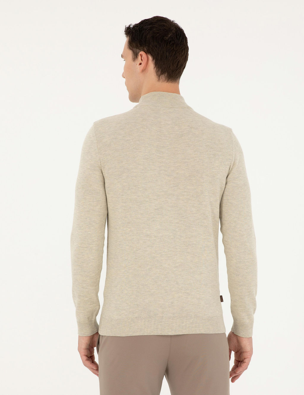 Kum Melanj Slim Fit Yar_m Bal_k__ Yaka Basic Triko Kazak
